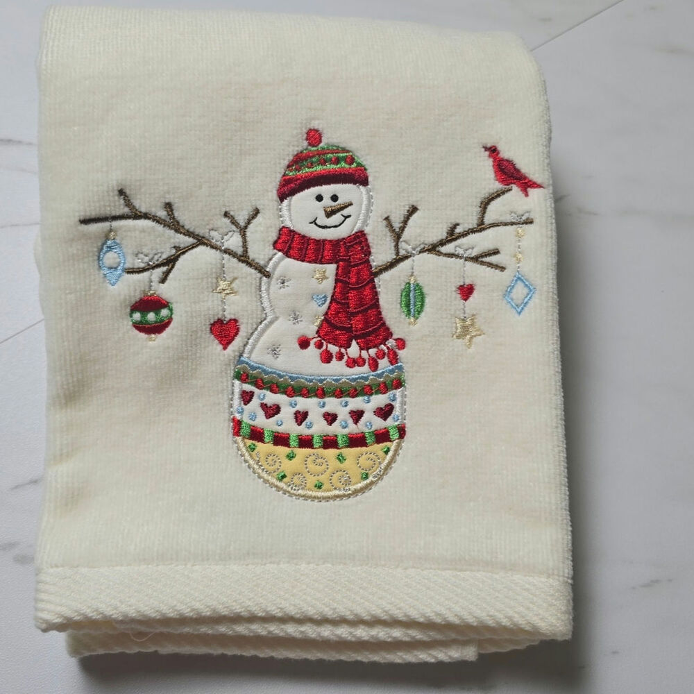 Vintage Snowman Jingle and Joy Christmas Hand Towel